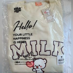 Milk Mocha Bear Varsity Crewneck - MILK MEDIUM